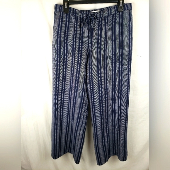 Merona Blue and White Striped Linen Blended Pants Sz M - Picture 1 of 10